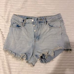 high waist, button fly denim shorts